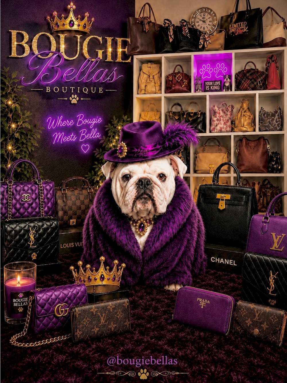Bougie Bella's Live Show Flyer 🐶💜